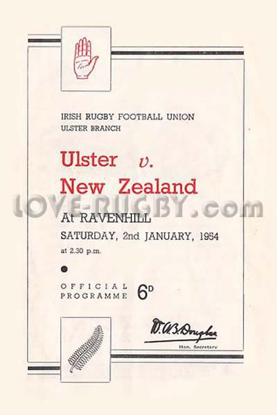 1954 Ulster v New Zealand  Rugby Programme